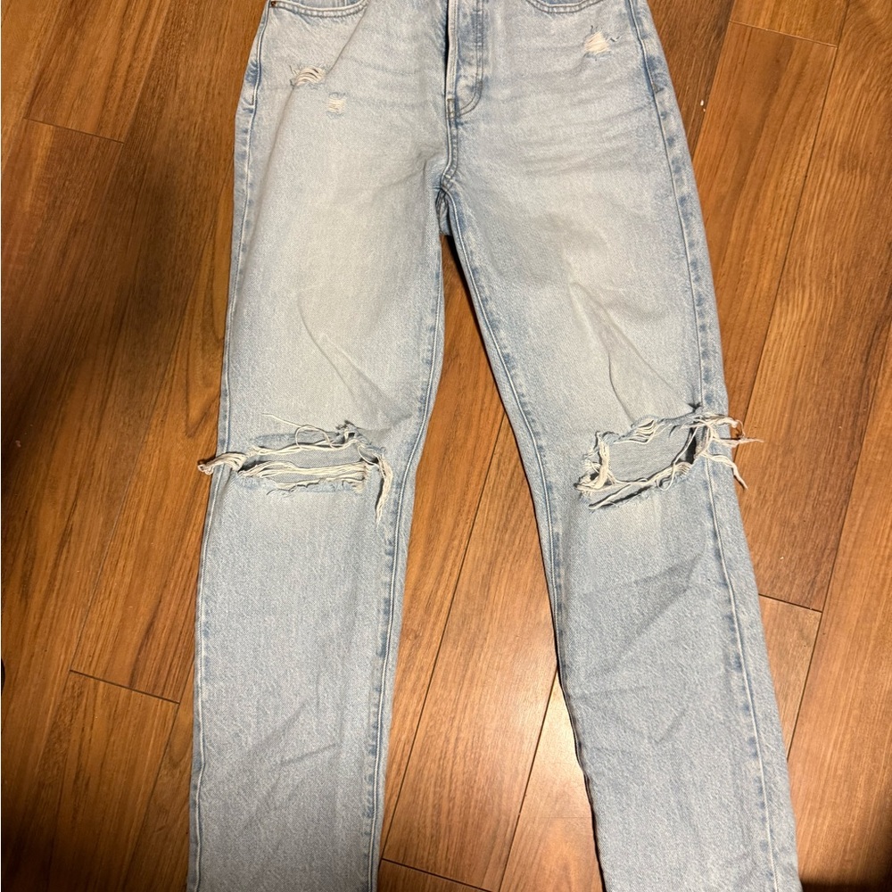 PacSun Light Blue Ripped Straight Leg Jeans